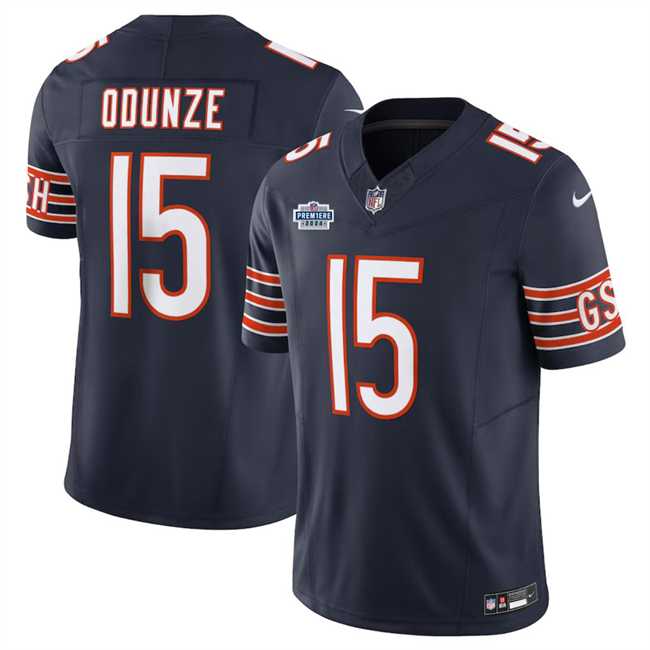 Men & Women & Youth Chicago Bears #15 Rome Odunze Navy 2024 With Draft Patch F.U.S.E. Vapor Stitched Jersey